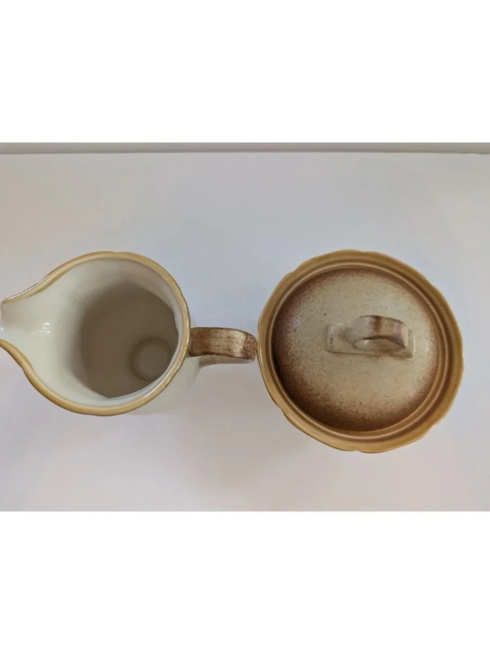 Vintage Mikasa Whole Wheat E8000 Stoneware Sugar & Creamer Set Coffee & Tea